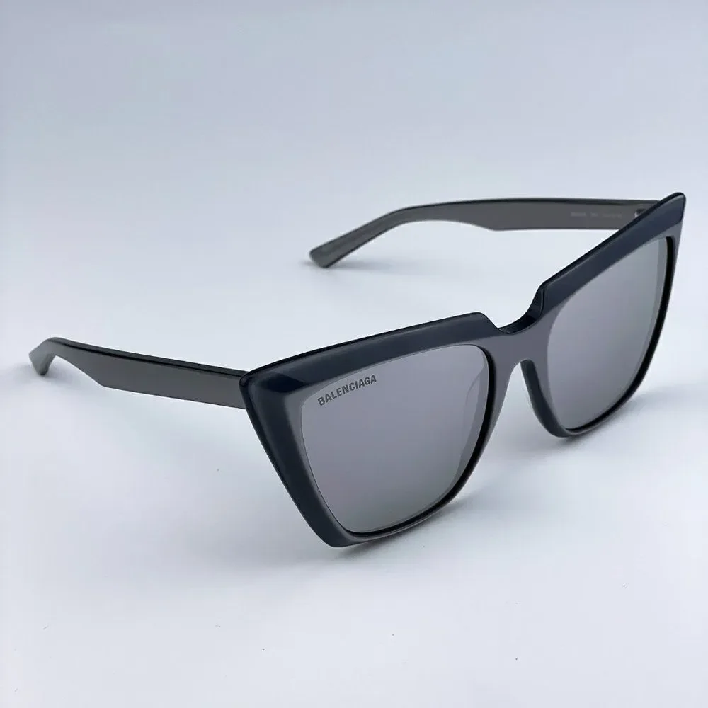 SALE! NEW Balenciaga BB0046S 006 Silver Gray Mirrored  Cat Eye Women Sunglasses